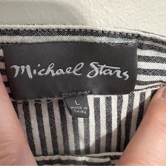 Michael Stars Womens Raina Black and White Stripe Button Front Dress size large - Picture 3 of 10